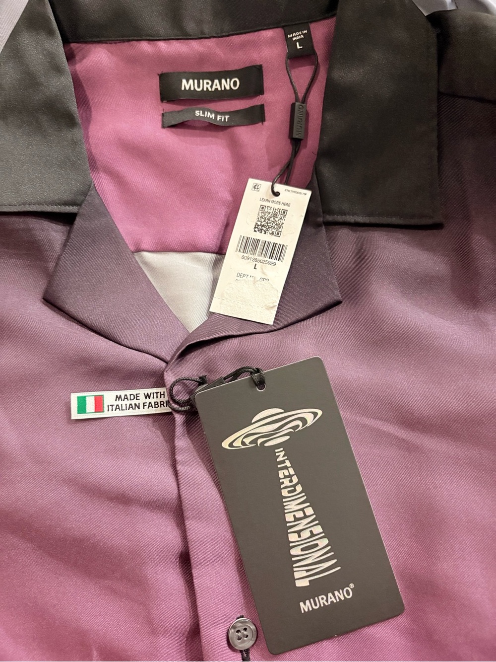 Men's Murano Slim Fit Ombre Large Interdimensional Shirt Purple Black UFO Camp - Picture 2 of 5